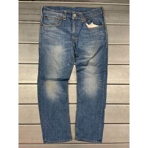 Levis 504 Jeans Mens 34X31 Blue Medium Wash Denim Straight Leg 100% Cotton‎